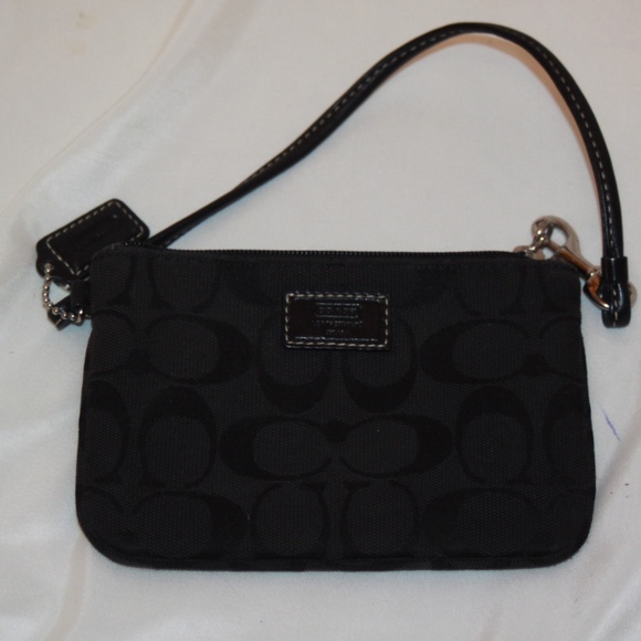 Coach Handbags - Coach Black Signature Small Wristlet